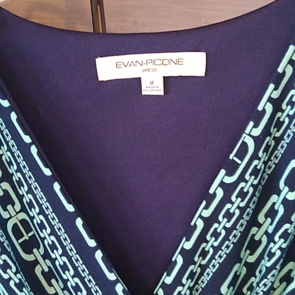 Evan-Capone Dress Women's Sz 8 Navy Blue & Green. - Picture 3 of 8